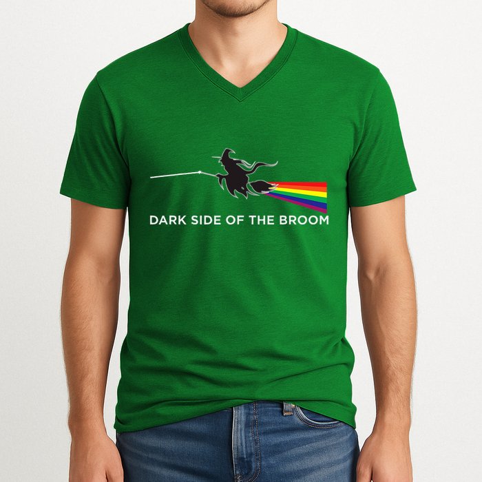 Halloween Dark Side Of The Broom Classic Rock Witch V-Neck T-Shirt