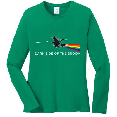 Halloween Dark Side Of The Broom Classic Rock Witch Ladies Long Sleeve Shirt