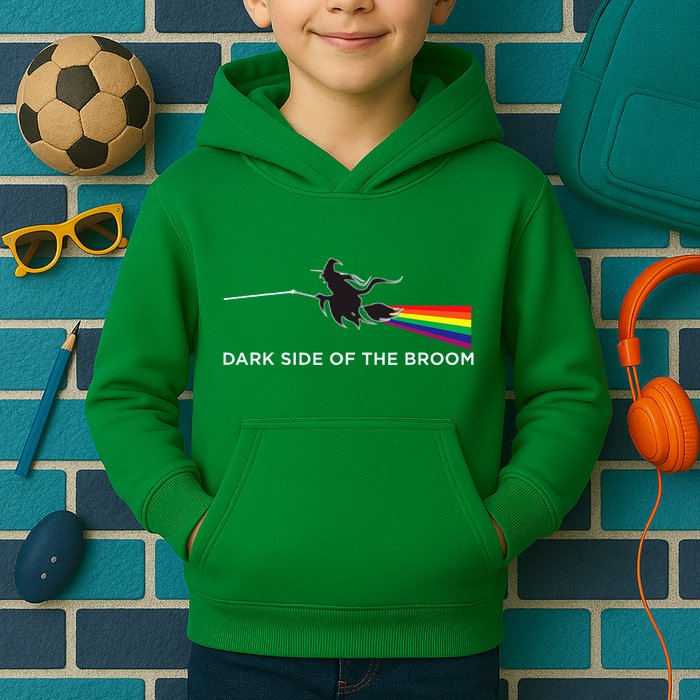Halloween Dark Side Of The Broom Classic Rock Witch Kids Hoodie