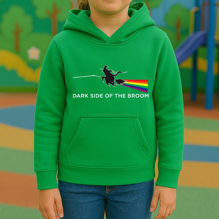 Halloween Dark Side Of The Broom Classic Rock Witch Kids Hoodie
