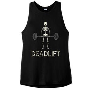 Halloween Deadlift Skeleton Gym Workout Costume Ladies PosiCharge Tri-Blend Wicking Tank