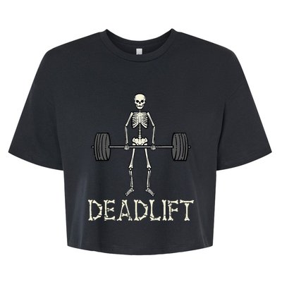 Halloween Deadlift Skeleton Gym Workout Costume Bella+Canvas Jersey Crop Tee