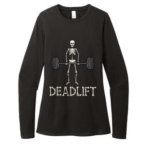 Halloween Deadlift Skeleton Gym Workout Costume Womens CVC Long Sleeve Shirt