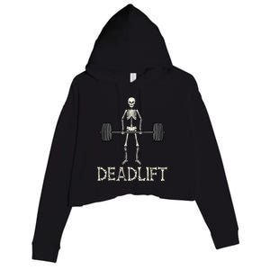 Halloween Deadlift Skeleton Gym Workout Costume Crop Fleece Hoodie