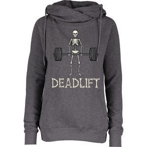 Halloween Deadlift Skeleton Gym Workout Costume Womens Funnel Neck Pullover Hood