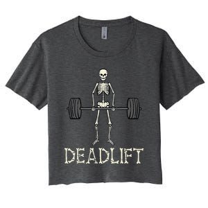 Halloween Deadlift Skeleton Gym Workout Costume Women's Crop Top Tee