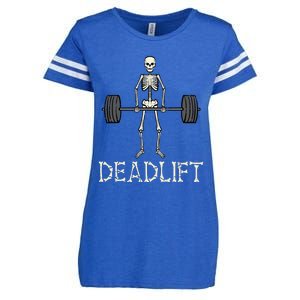 Halloween Deadlift Skeleton Gym Workout Costume Enza Ladies Jersey Football T-Shirt