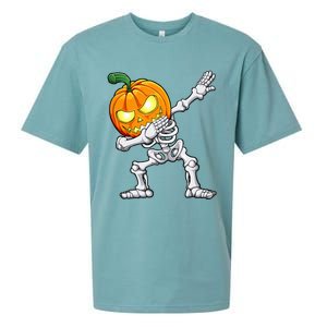 Halloween Dabbing Skeleton Scary Pumpkin Jack O Lantern Sueded Cloud Jersey T-Shirt