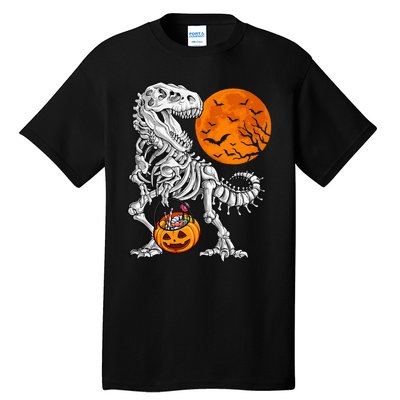 Halloween Dinosaur Skeleton T Rex Scary Pumpkin Moon Tall T-Shirt