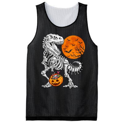 Halloween Dinosaur Skeleton T Rex Scary Pumpkin Moon Mesh Reversible Basketball Jersey Tank