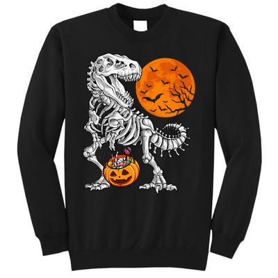 Halloween Dinosaur Skeleton T Rex Scary Pumpkin Moon Tall Sweatshirt