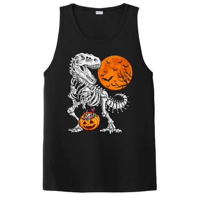 Halloween Dinosaur Skeleton T Rex Scary Pumpkin Moon PosiCharge Competitor Tank