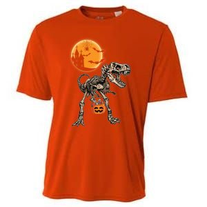 Halloween Dinosaur Skeleton T Rex Scary Pumpkin Moon Great Gift Cooling Performance Crew T-Shirt