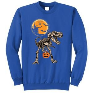 Halloween Dinosaur Skeleton T Rex Scary Pumpkin Moon Great Gift Sweatshirt