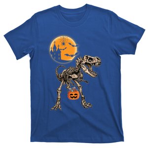 Halloween Dinosaur Skeleton T Rex Scary Pumpkin Moon Great Gift T-Shirt