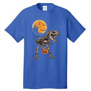 Halloween Dinosaur Skeleton T Rex Scary Pumpkin Moon Great Gift Tall T-Shirt