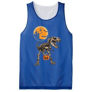 Halloween Dinosaur Skeleton T Rex Scary Pumpkin Moon Great Gift Mesh Reversible Basketball Jersey Tank