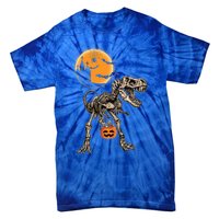 Halloween Dinosaur Skeleton T Rex Scary Pumpkin Moon Great Gift Tie-Dye T-Shirt