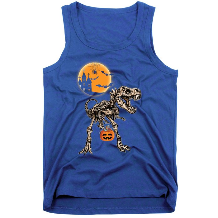 Halloween Dinosaur Skeleton T Rex Scary Pumpkin Moon Great Gift Tank Top