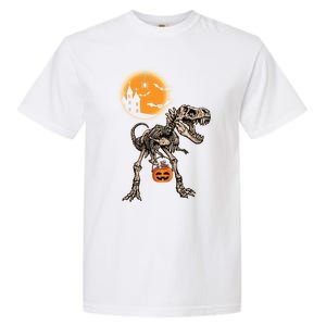 Halloween Dinosaur Skeleton T Rex Scary Pumpkin Moon Great Gift Garment-Dyed Heavyweight T-Shirt