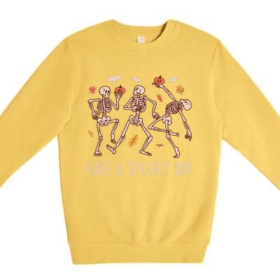 Halloween Dancing Skeletons Have A Spooky Day Fun Retro Joy Premium Crewneck Sweatshirt