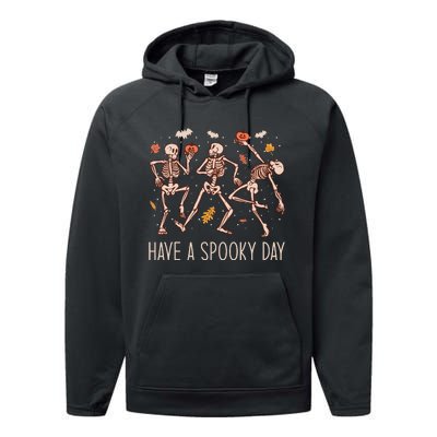 Halloween Dancing Skeletons Have A Spooky Day Fun Retro Joy Performance Fleece Hoodie