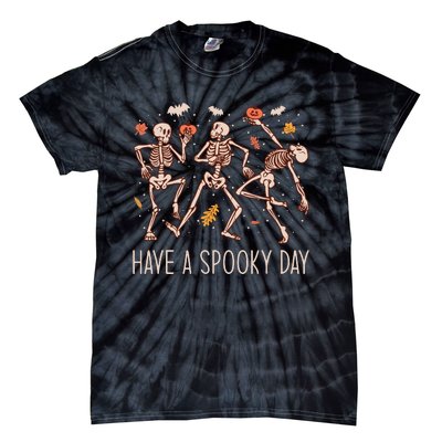 Halloween Dancing Skeletons Have A Spooky Day Fun Retro Joy Tie-Dye T-Shirt