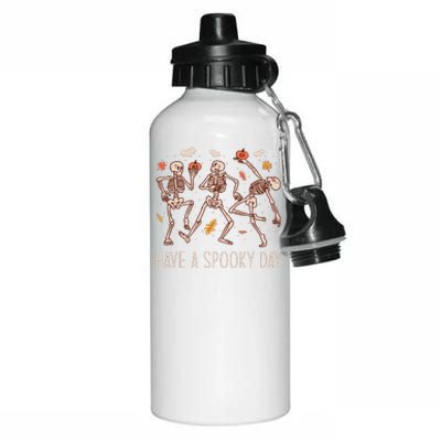 Halloween Dancing Skeletons Have A Spooky Day Fun Retro Joy Aluminum Water Bottle 