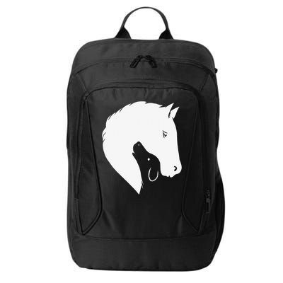 Horse Dog Silhouette Funny Equine Canine City Backpack