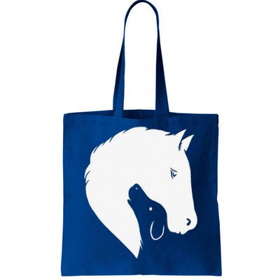 Horse Dog Silhouette Funny Equine Canine Tote Bag