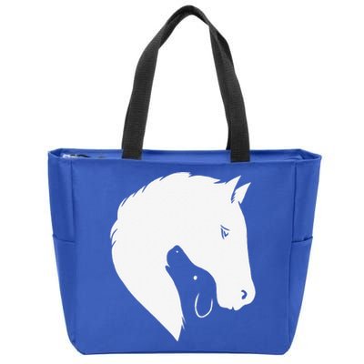 Horse Dog Silhouette Funny Equine Canine Zip Tote Bag