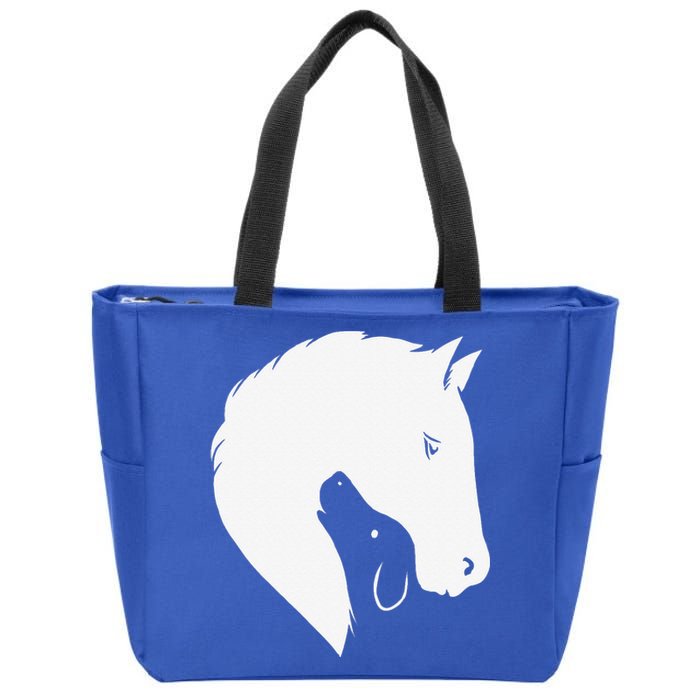 Horse Dog Silhouette Funny Equine Canine Zip Tote Bag