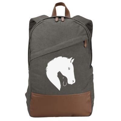 Horse Dog Silhouette Funny Equine Canine Cotton Canvas Backpack