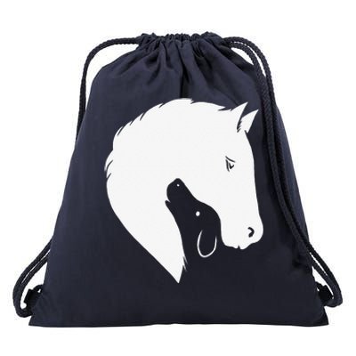 Horse Dog Silhouette Funny Equine Canine Drawstring Bag