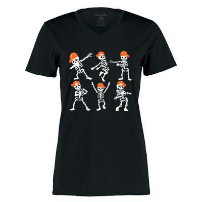 Halloween Dancing Skeleton Cap Funny Women's Momentum V-Neck T-Shirt