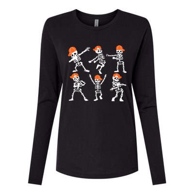 Halloween Dancing Skeleton Cap Funny Womens Cotton Relaxed Long Sleeve T-Shirt