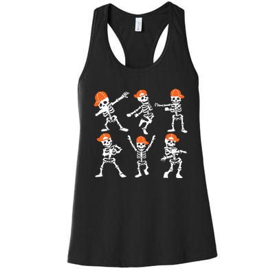 Halloween Dancing Skeleton Cap Funny Women's Racerback Tank