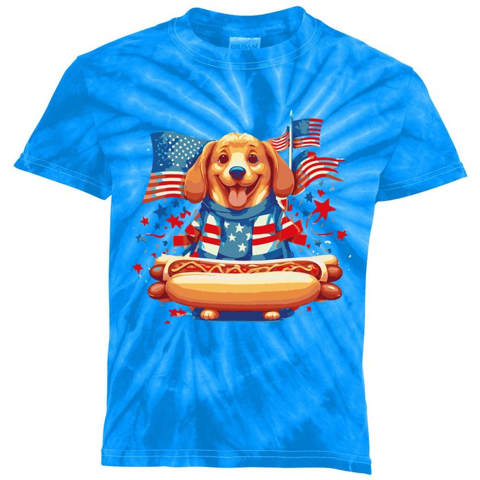 Hot Dog Sausages Frank Day Merican Sarcastic Food Animal Meaningful Gift Kids Tie-Dye T-Shirt