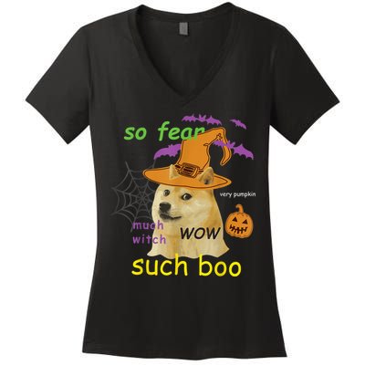 Halloween Doge Shirt Meme Costume Women's V-Neck T-Shirt