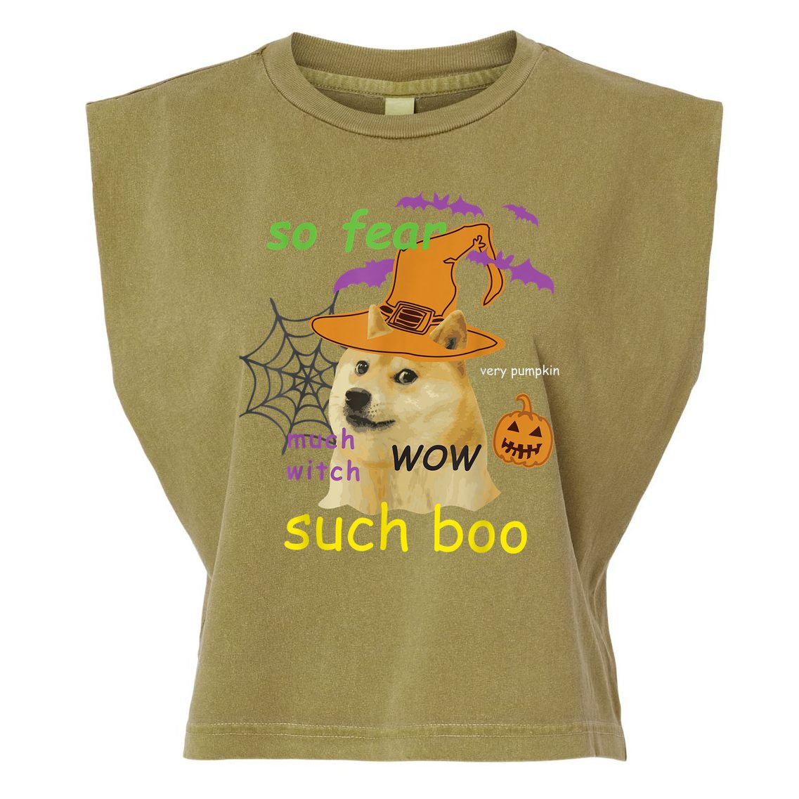 Halloween Doge Shirt Meme Costume Garment-Dyed Women's Muscle Tee