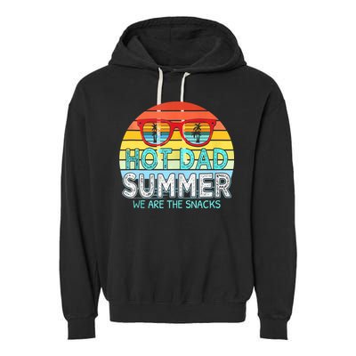 Hot Dad Summer Snacks With Chill Sunglass Vintage Apparel Garment-Dyed Fleece Hoodie