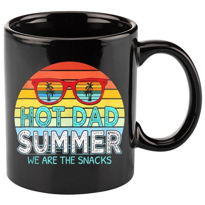 Hot Dad Summer Snacks With Chill Sunglass Vintage Apparel 11oz C Handle Ceramic Mug