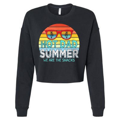 Hot Dad Summer Snacks With Chill Sunglass Vintage Apparel Cropped Pullover Crew