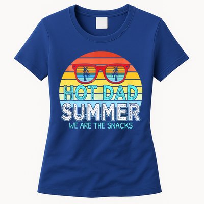 Hot Dad Summer Snacks With Chill Sunglass Vintage Apparel Womens T-Shirt