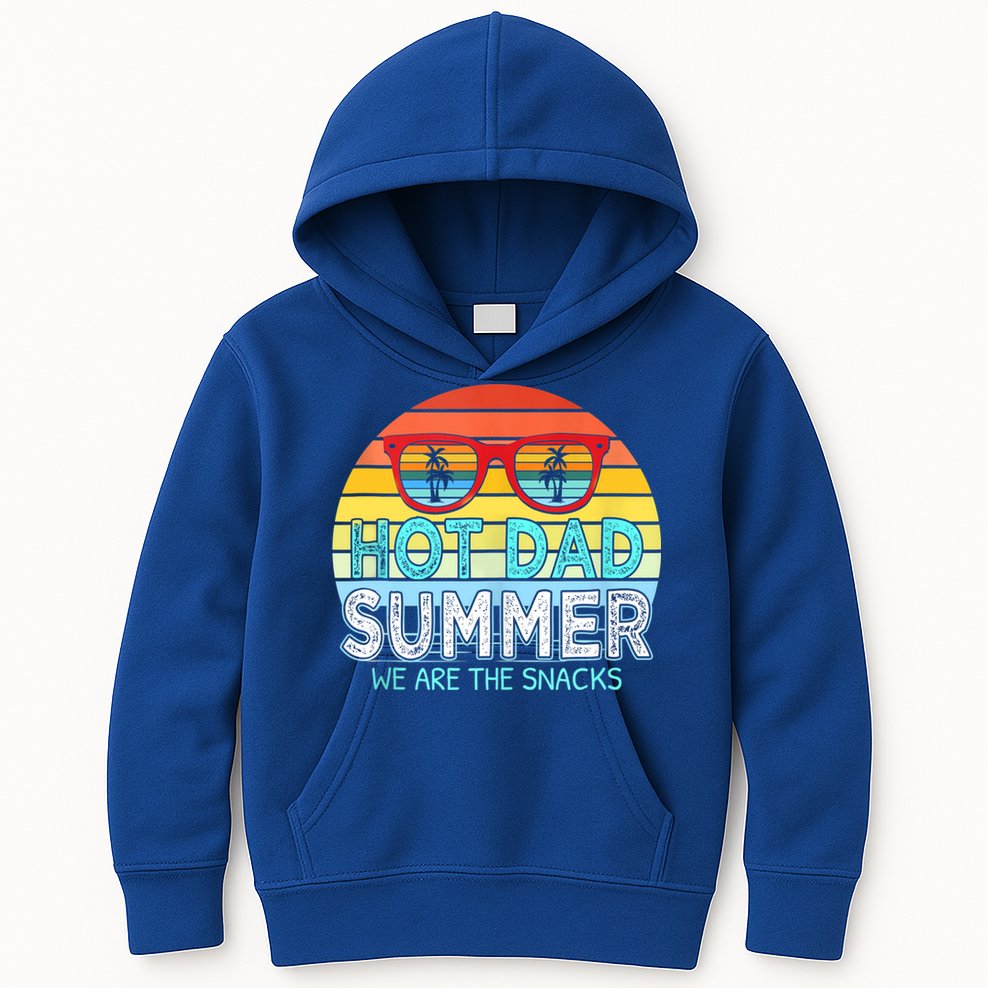 Hot Dad Summer Snacks With Chill Sunglass Vintage Apparel Kids Hoodie