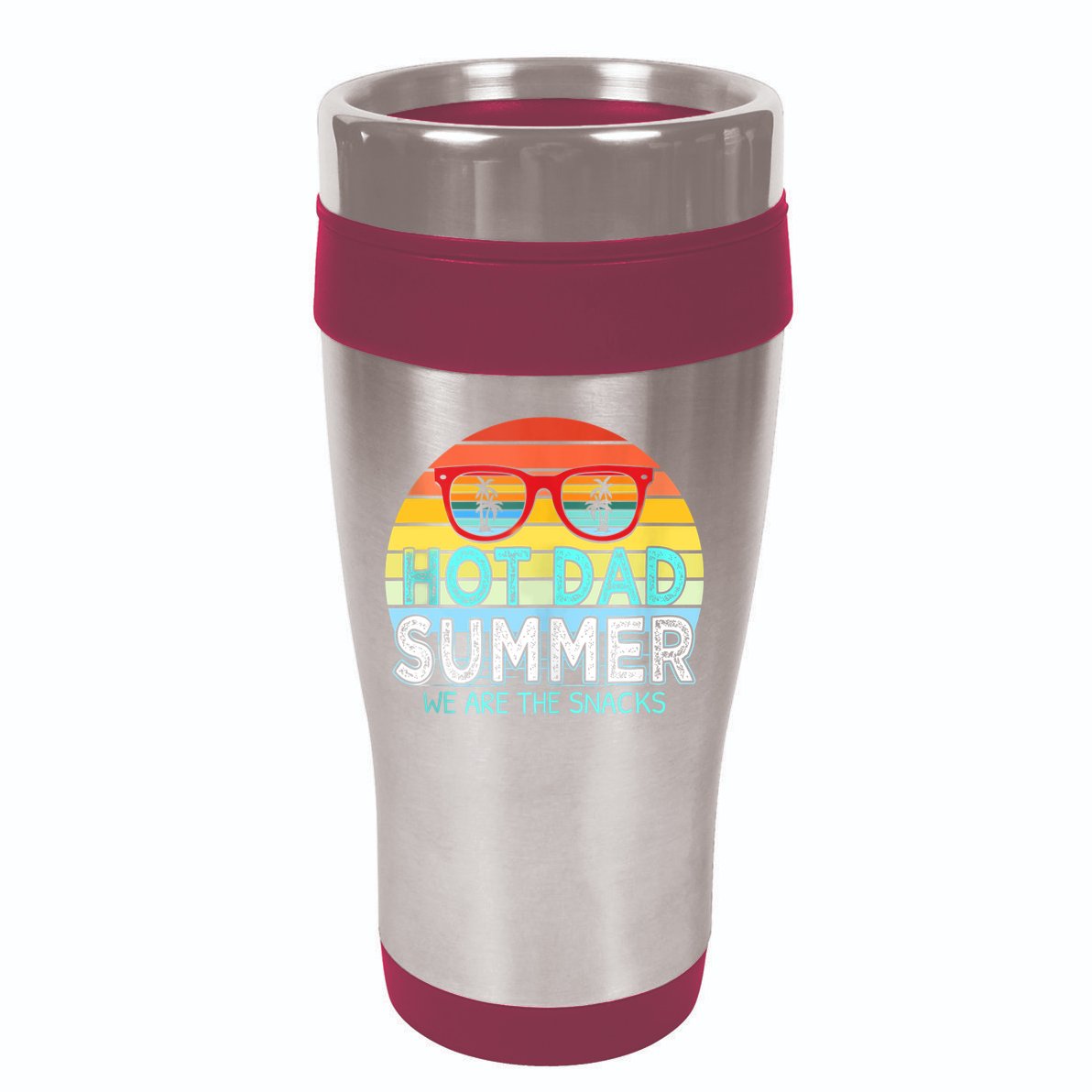 Hot Dad Summer Snacks With Chill Sunglass Vintage Apparel 16oz Travel Tumbler