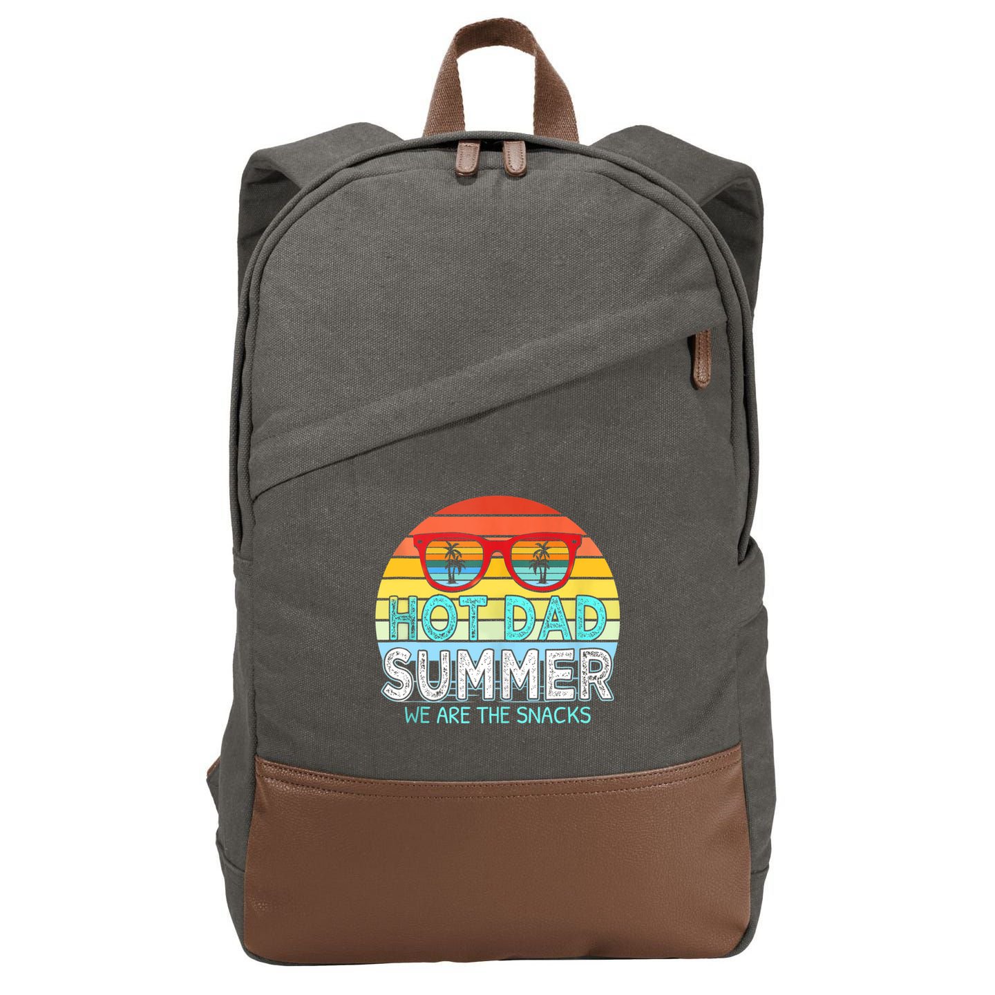 Hot Dad Summer Snacks With Chill Sunglass Vintage Apparel Cotton Canvas Backpack