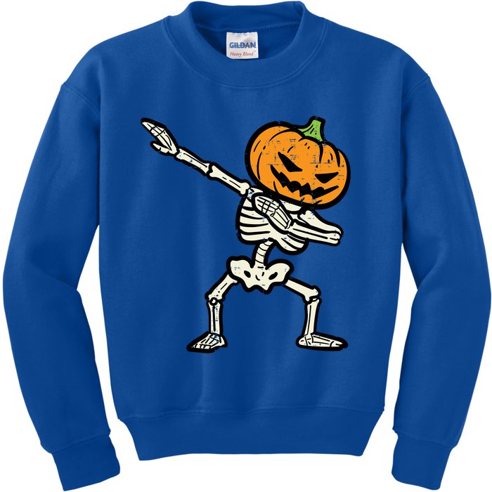 Halloween Dab Skeleton Pumpkin Costume Gift Kids Sweatshirt