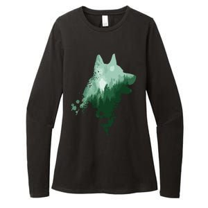 Husky Dog Silhouette American Husky Siberian Husky Womens CVC Long Sleeve Shirt