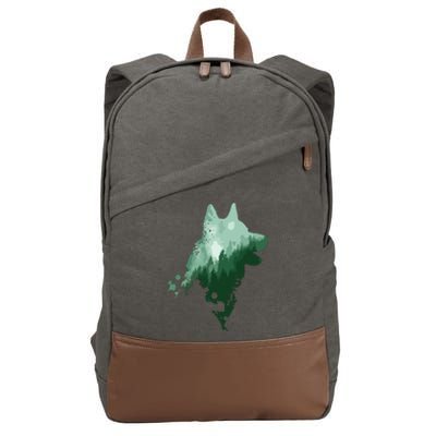 Husky Dog Silhouette American Husky Siberian Husky Cotton Canvas Backpack